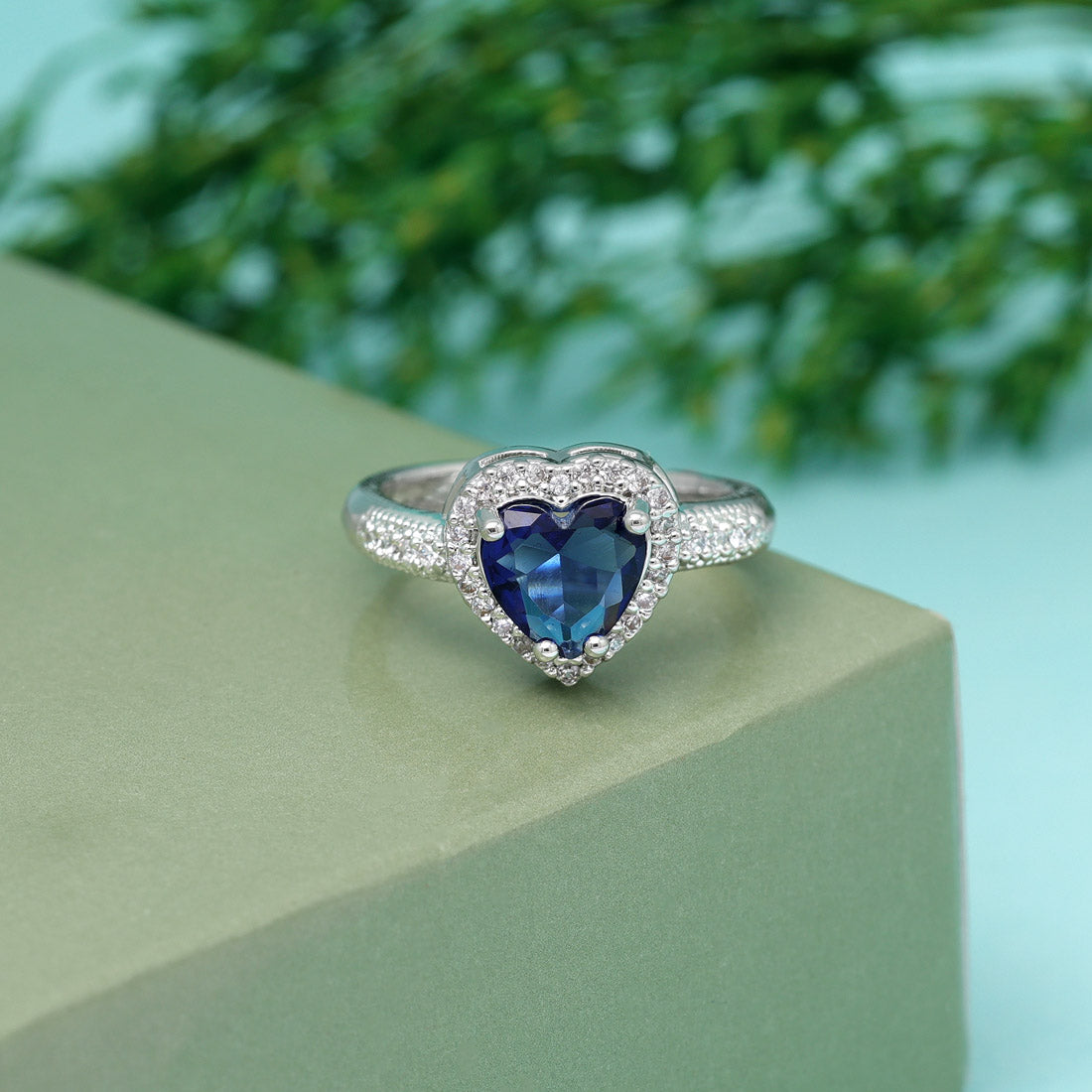 Blue Color American Diamond Finger Ring
