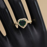 Green Color American Diamond Finger Ring