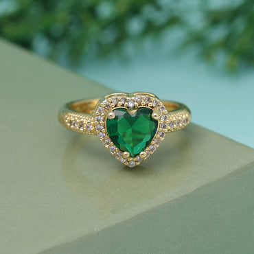 Green Color American Diamond Finger Ring