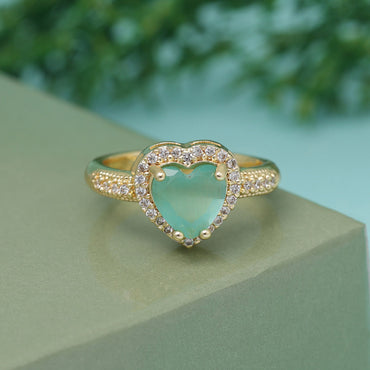 Pista Green Color American Diamond Finger Ring