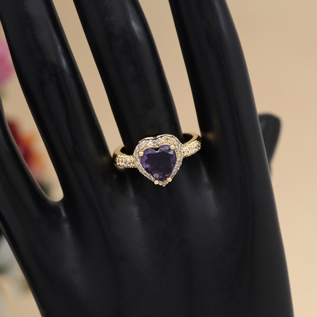 Purple Color American Diamond Finger Ring