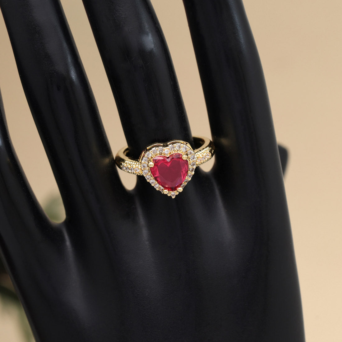 Ruby Color American Diamond Finger Ring