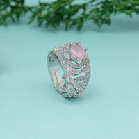 Pink Color American Diamond Finger Ring