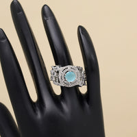 Sky Blue Color American Diamond Finger Ring