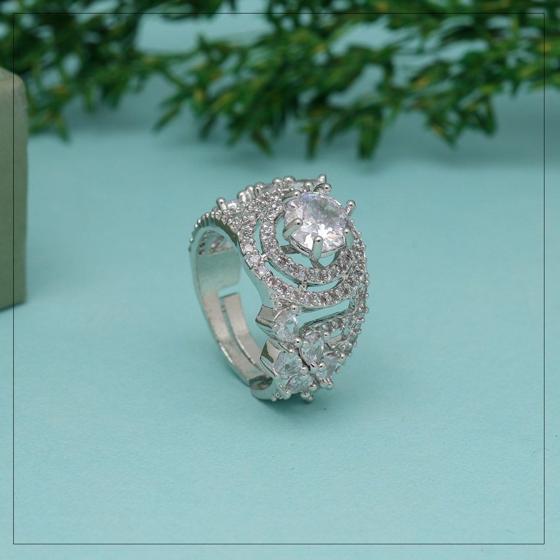 Silver Color American Diamond Finger Ring
