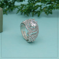 Silver Color American Diamond Finger Ring