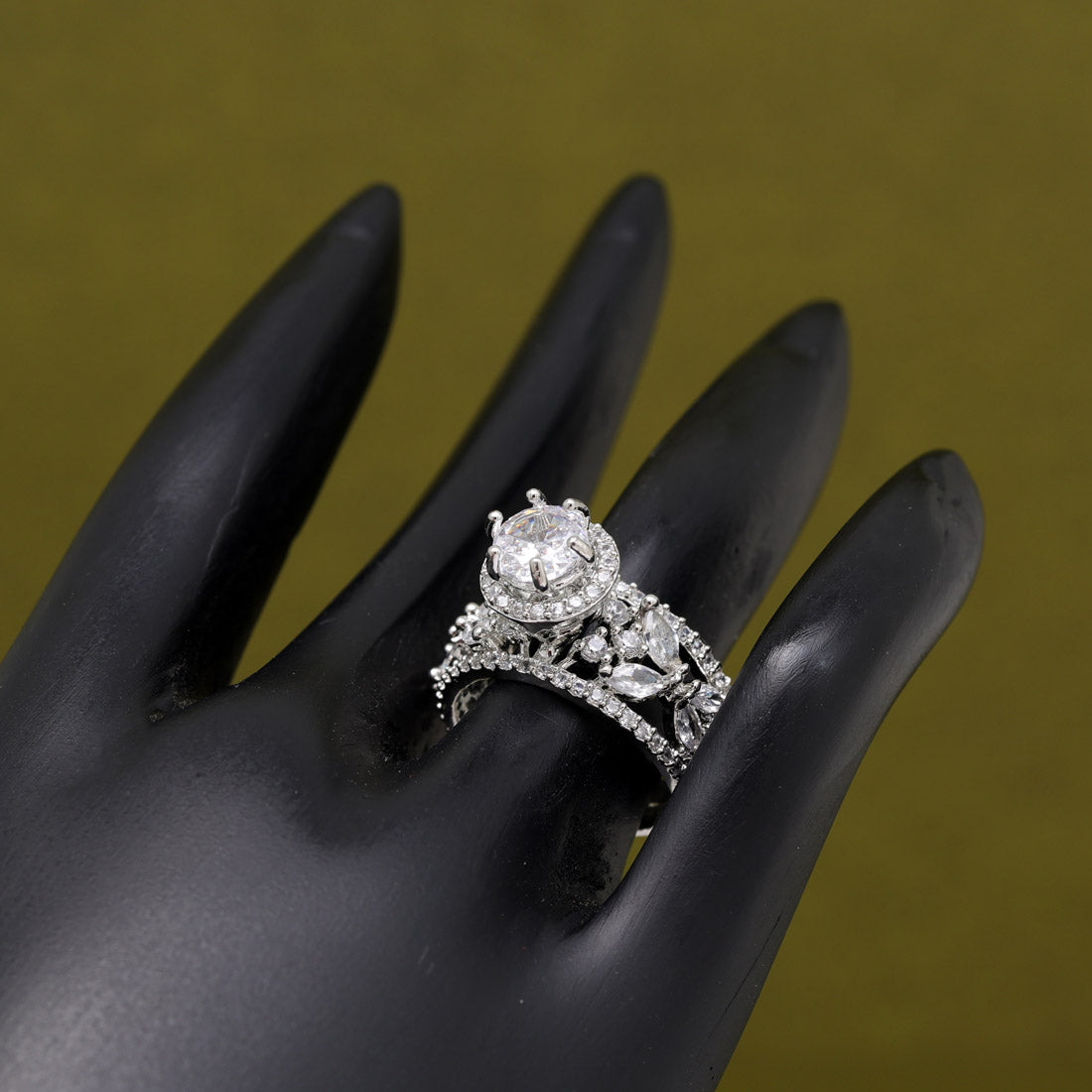 Silver Color American Diamond Finger Ring