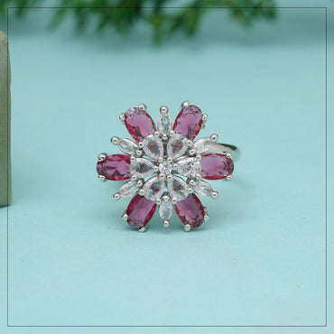 Ruby Color American Diamond Finger Ring