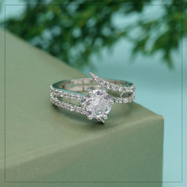 Silver Color American Diamond Finger Ring