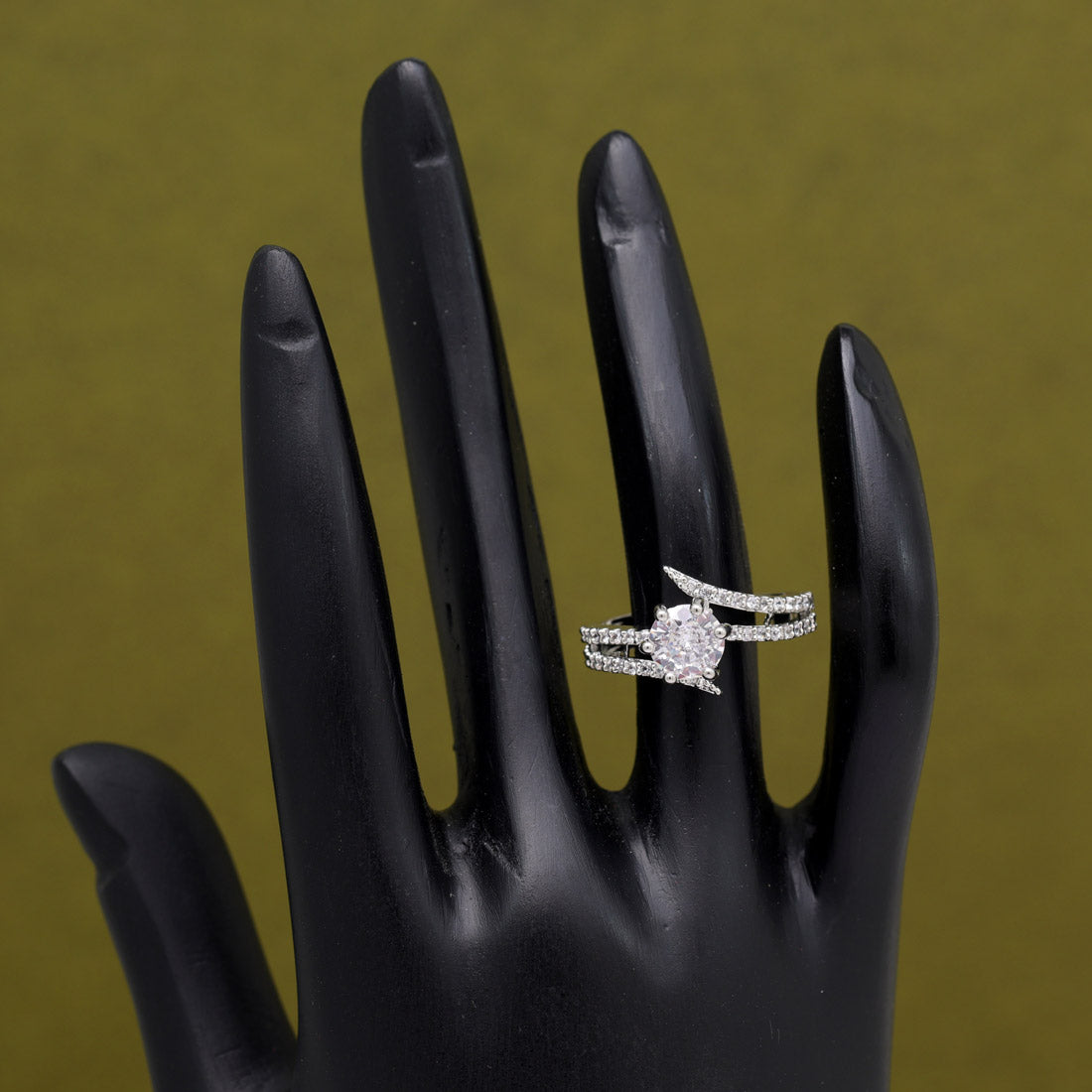 Silver Color American Diamond Finger Ring