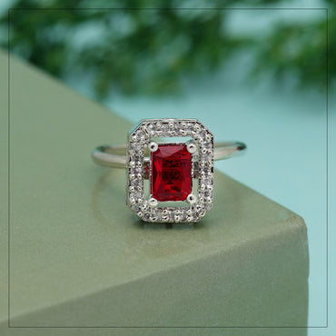 Red Color American Diamond Finger Ring