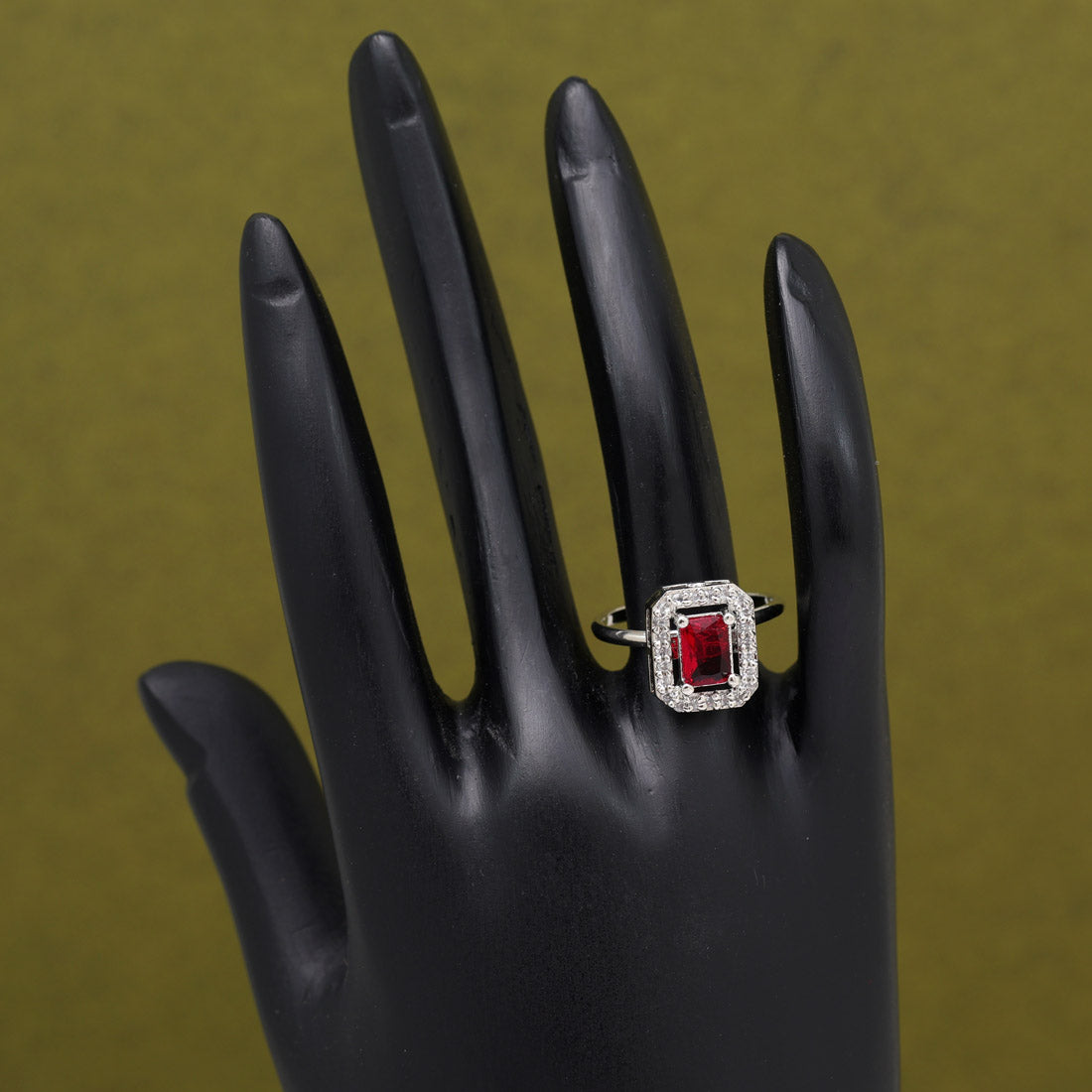 Red Color American Diamond Finger Ring