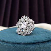 Silver Color American Diamond Finger Ring