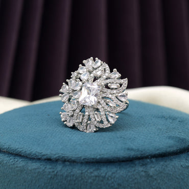 Silver Color American Diamond Finger Ring