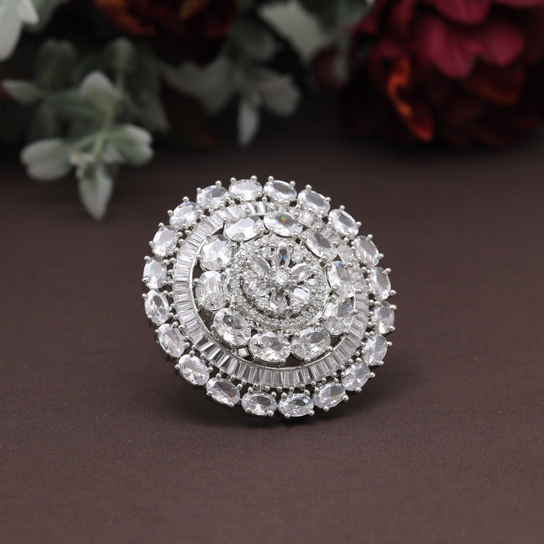 Silver Color American Diamond Finger Ring