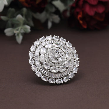 Silver Color American Diamond Finger Ring