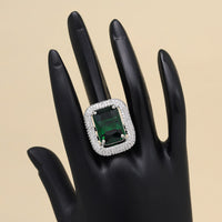 Green Color American Diamond Finger Ring