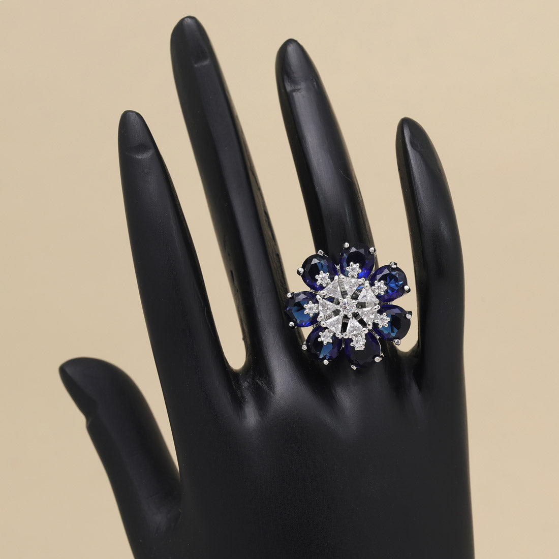 Blue Color American Diamond Finger Ring