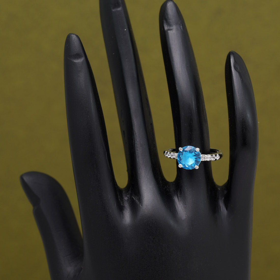 Firozi Color American Diamond Finger Ring