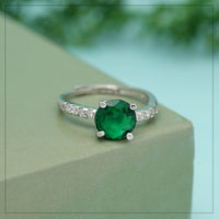 Green Color American Diamond Finger Ring