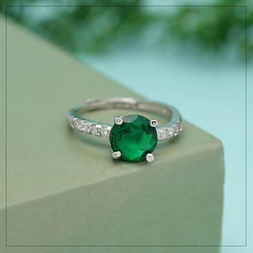 Green Color American Diamond Finger Ring