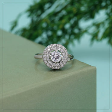 Silver Color American Diamond Finger Ring