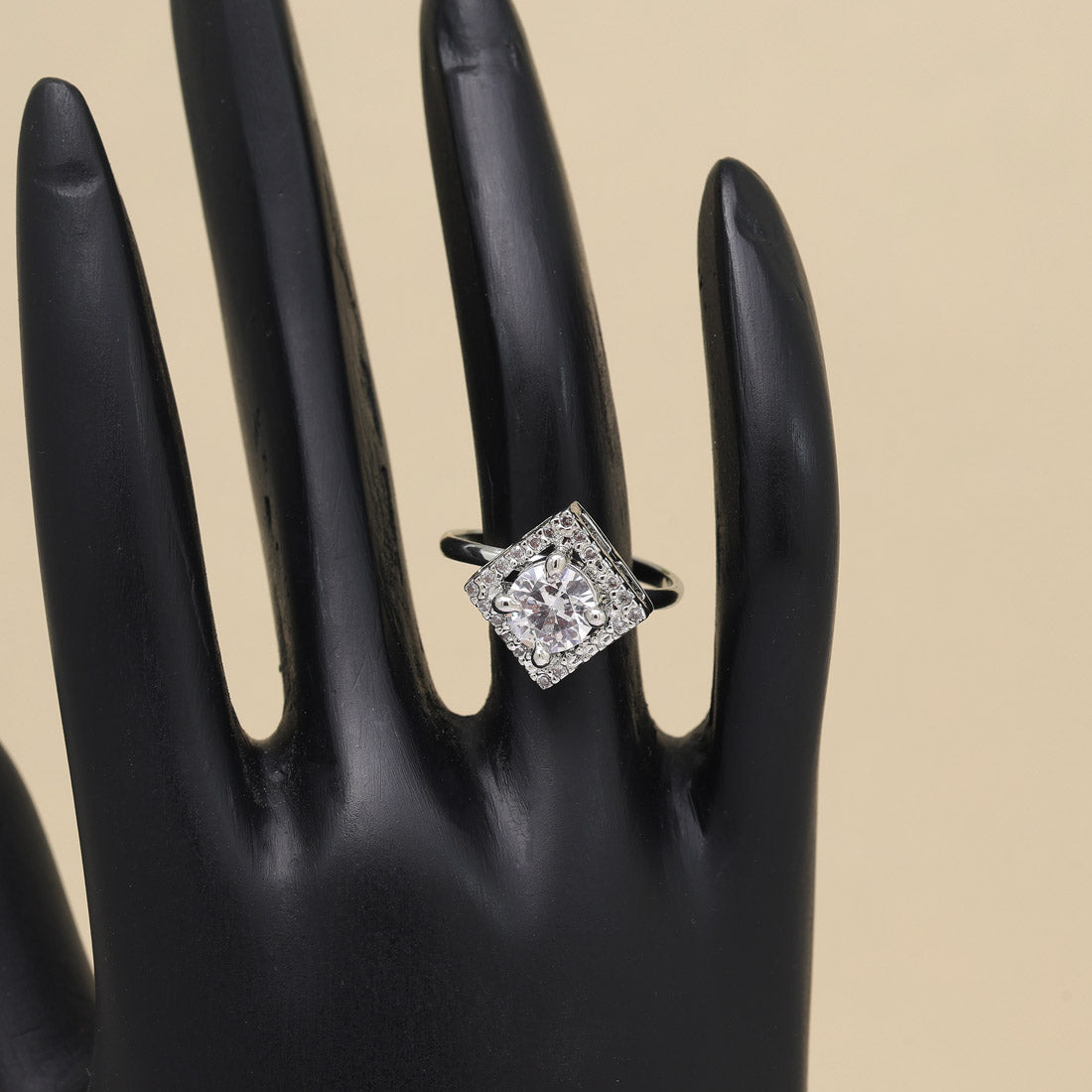 Silver Color American Diamond Finger Ring