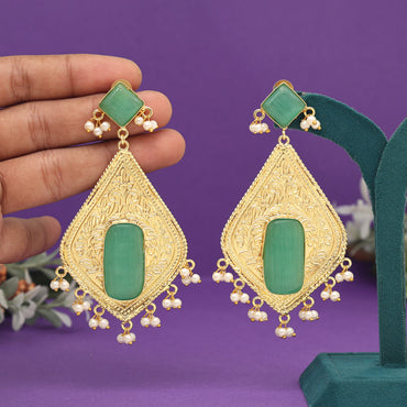 Rama Green Color Amrapali Earrings