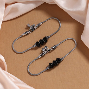 Black Color Oxidised Anklets