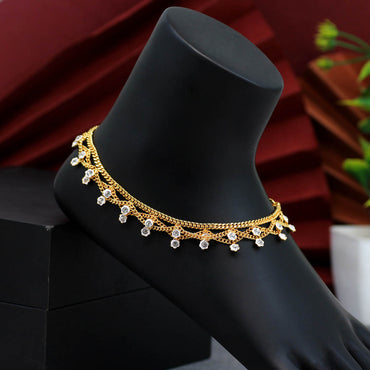 White Color Rhinestone Anklets