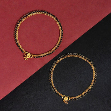 Black Color Rhinestone Anklets