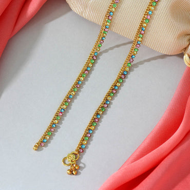 Multi Color Rhinestone Anklets