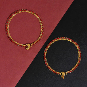 Red Color Rhinestone Anklets
