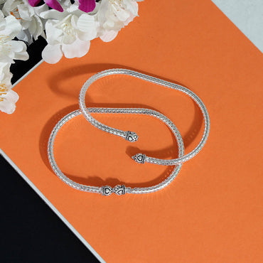 Silver Color Oxidised Anklets