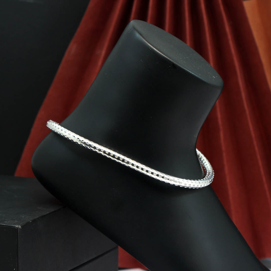 Silver Color Oxidised Anklets
