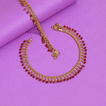 Red Color Rhinestone Anklets
