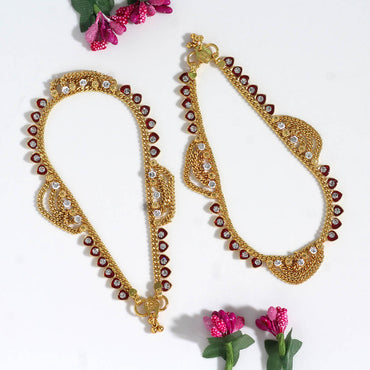 Maroon Color Rhinestone Anklets