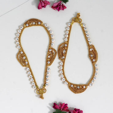 White Color Rhinestone Anklets