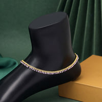 Purple Color Rhinestone Anklets