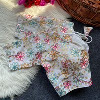 White fox georgette fancy readymade blouse
