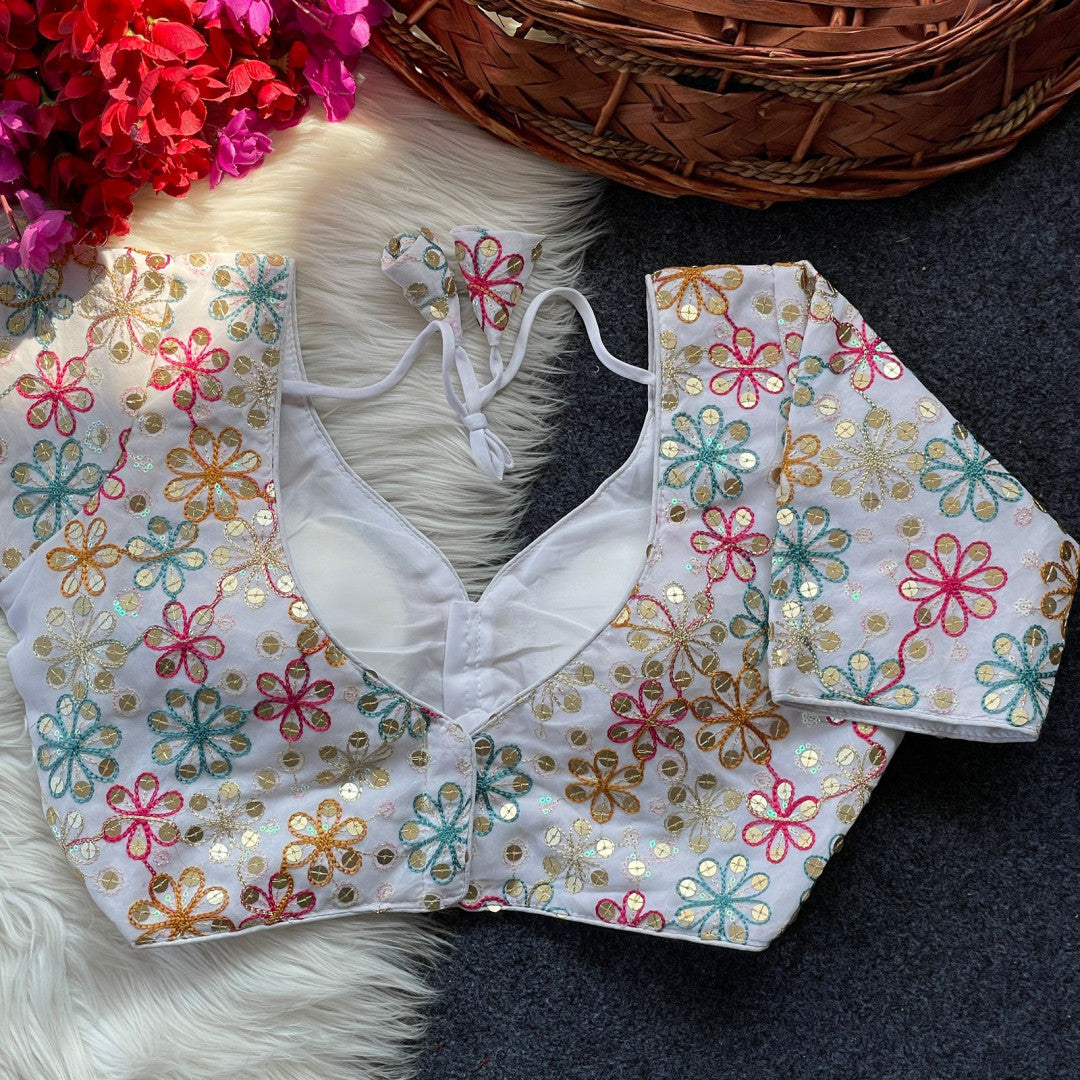 White fox georgette fancy readymade blouse