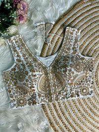 White sequence with hand work readymade blouse