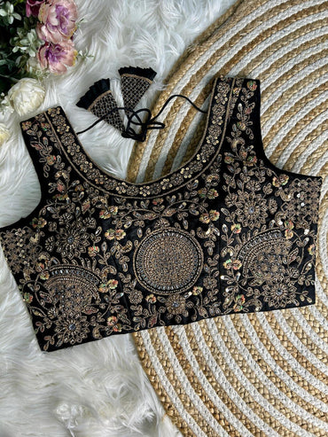 Black sequence with hand work readymade blouse