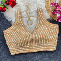 Cream soft silk readymade blouse