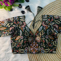Dark green fox georgette beautiful readymade blouse