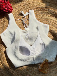 White soft silk readymade blouse with handcrafted pearl work