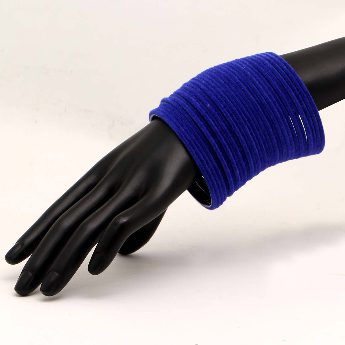 Blue Color 4 Set Of Velvet Fashion Bangles Combo Size(2 Set Of 2.6, 2 Set Of 2.8) FB109CMB