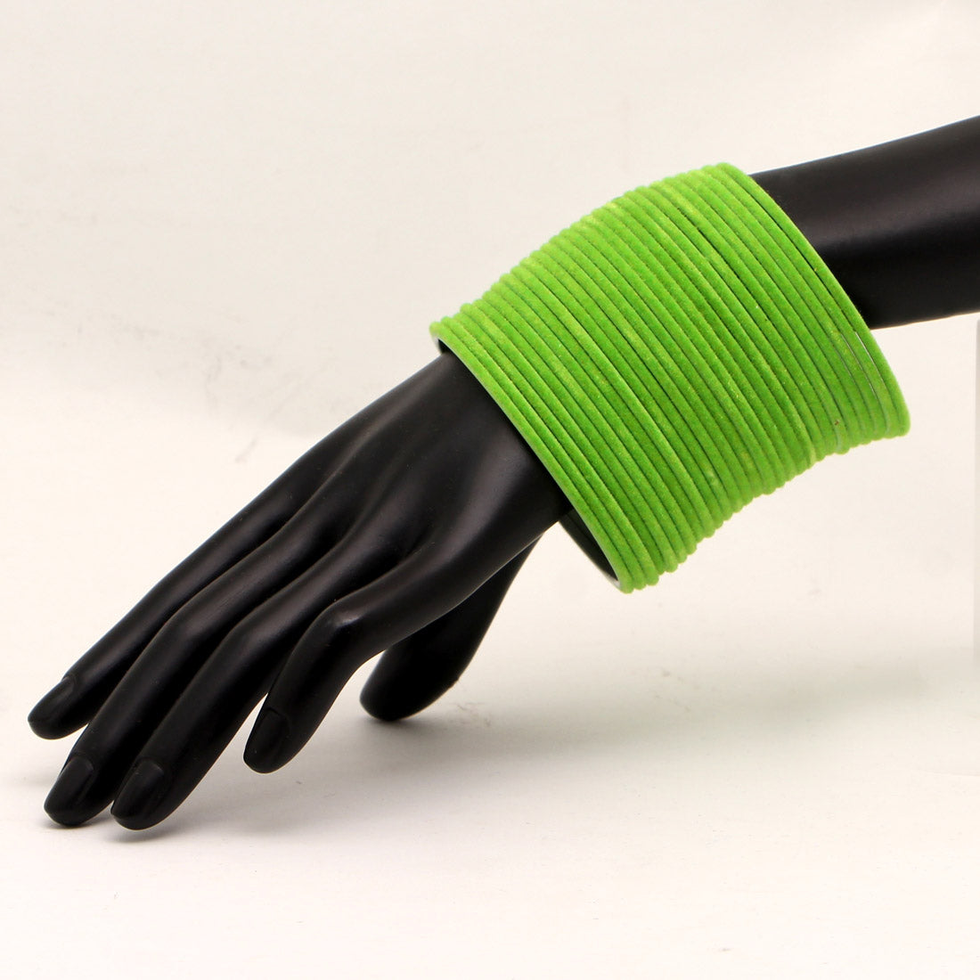 Parrot Green Color 4 Set Of Velvet Fashion Bangles Combo Size(2 Set Of 2.6, 2 Set Of 2.8)