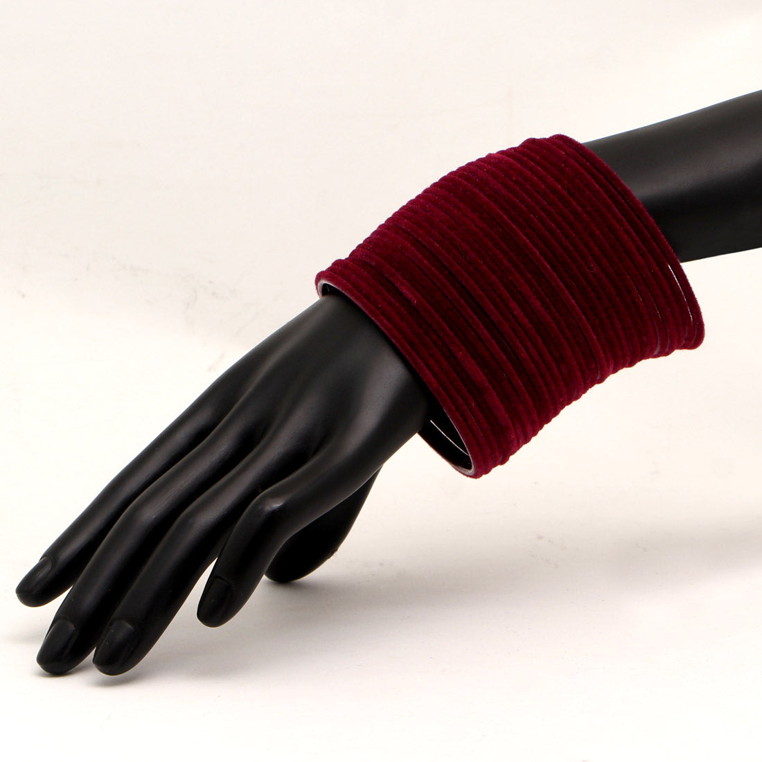 Maroon Color 4 Set Of Velvet Fashion Bangles Combo Size(2 Set Of 2.6, 2 Set Of 2.8) FB127CMB