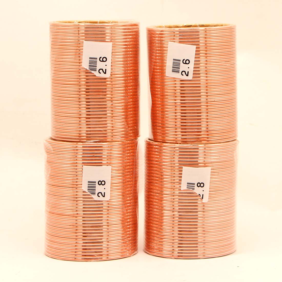 Peach Color 4 Set Of Fashion Bangles Combo Size(2 Set Of 2.6, 2 Set Of 2.8)